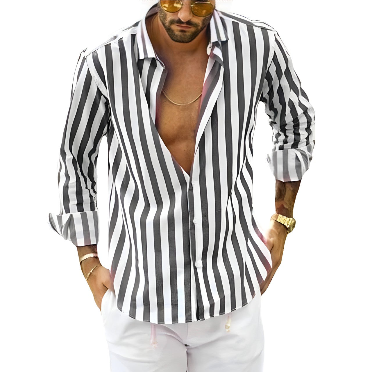 Wyatt | Men's Striped Long Sleeve Button Up Shirt
