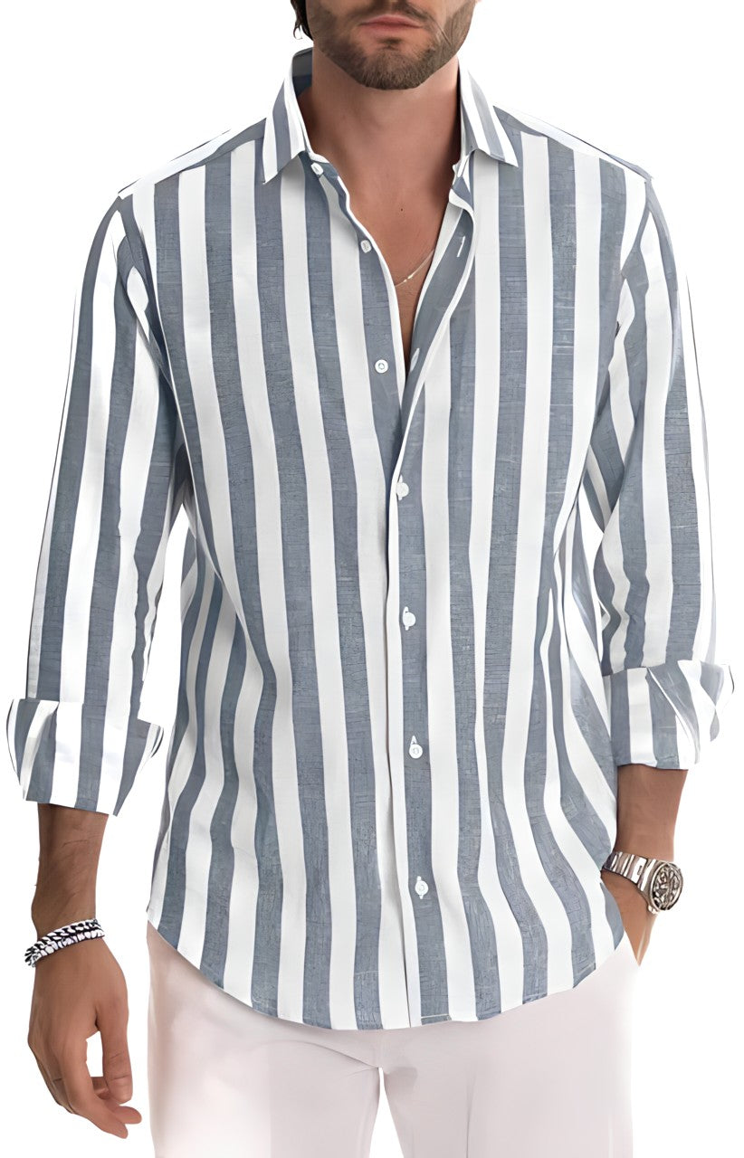 Wyatt | Men's Striped Long Sleeve Button Up Shirt
