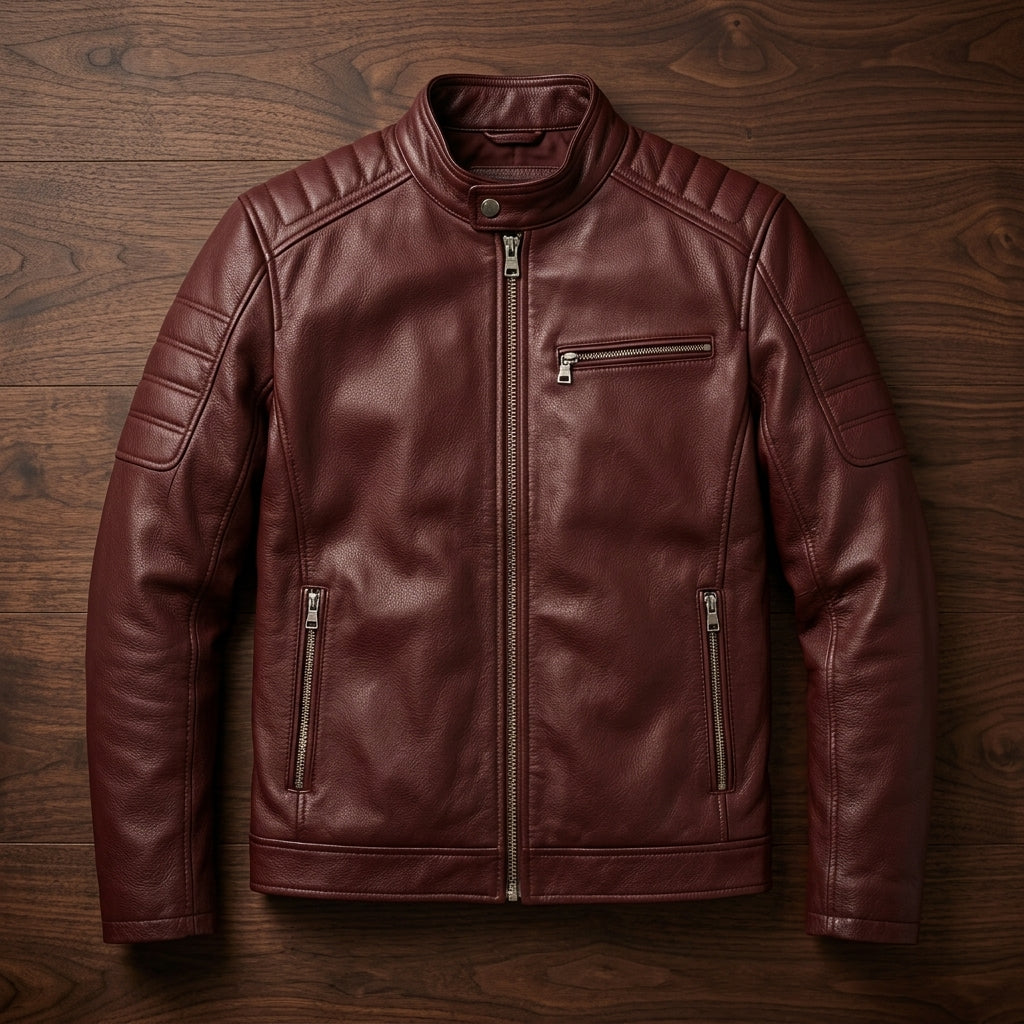 Marco | Men's Leather Quilted Shoulder Biker Jacket