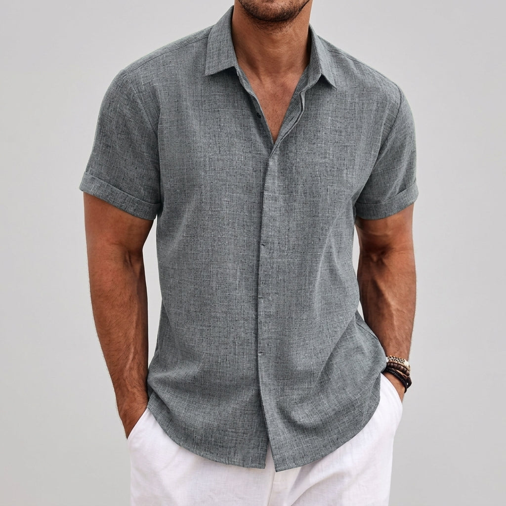 Theo | Linen Short Sleeve Button Up Shirt
