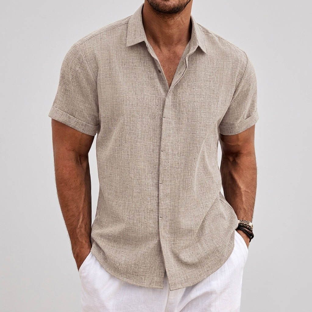 Theo | Linen Short Sleeve Button Up Shirt