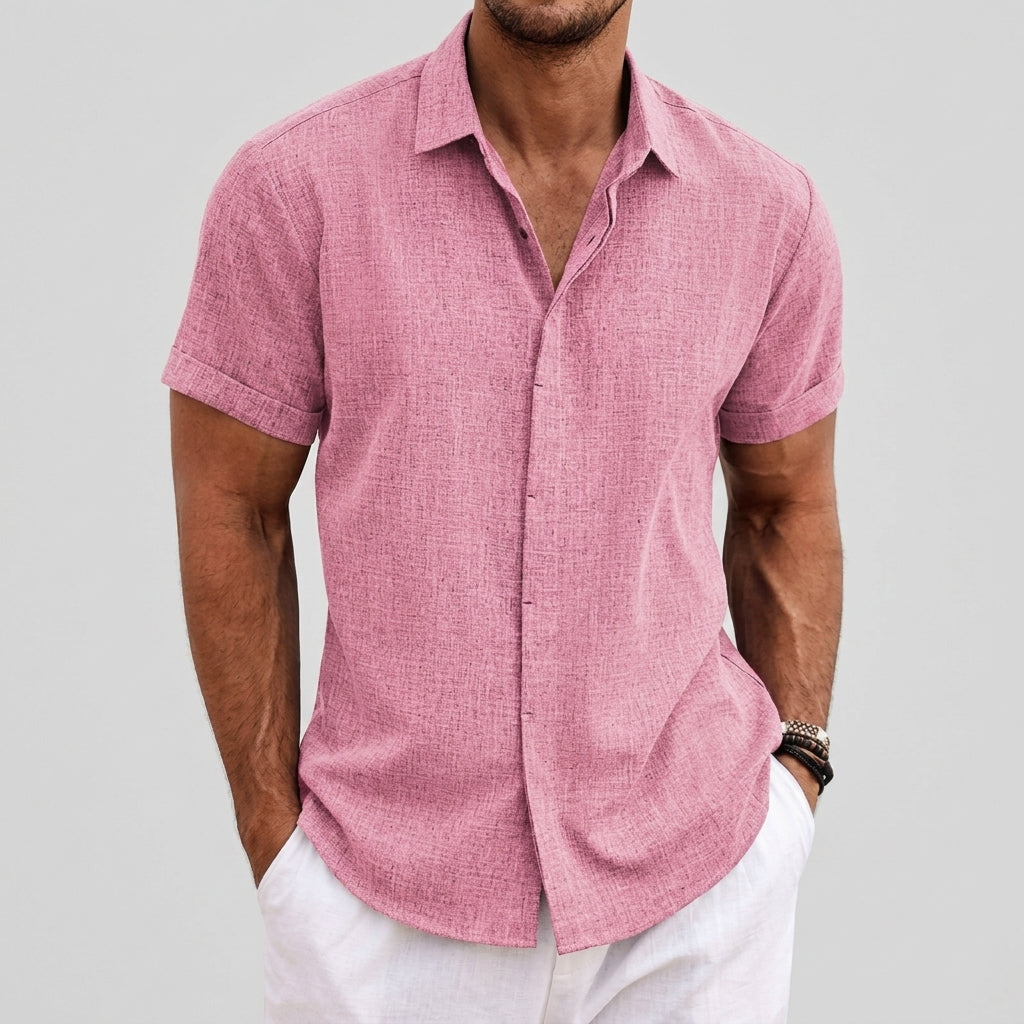 Theo | Linen Short Sleeve Button Up Shirt