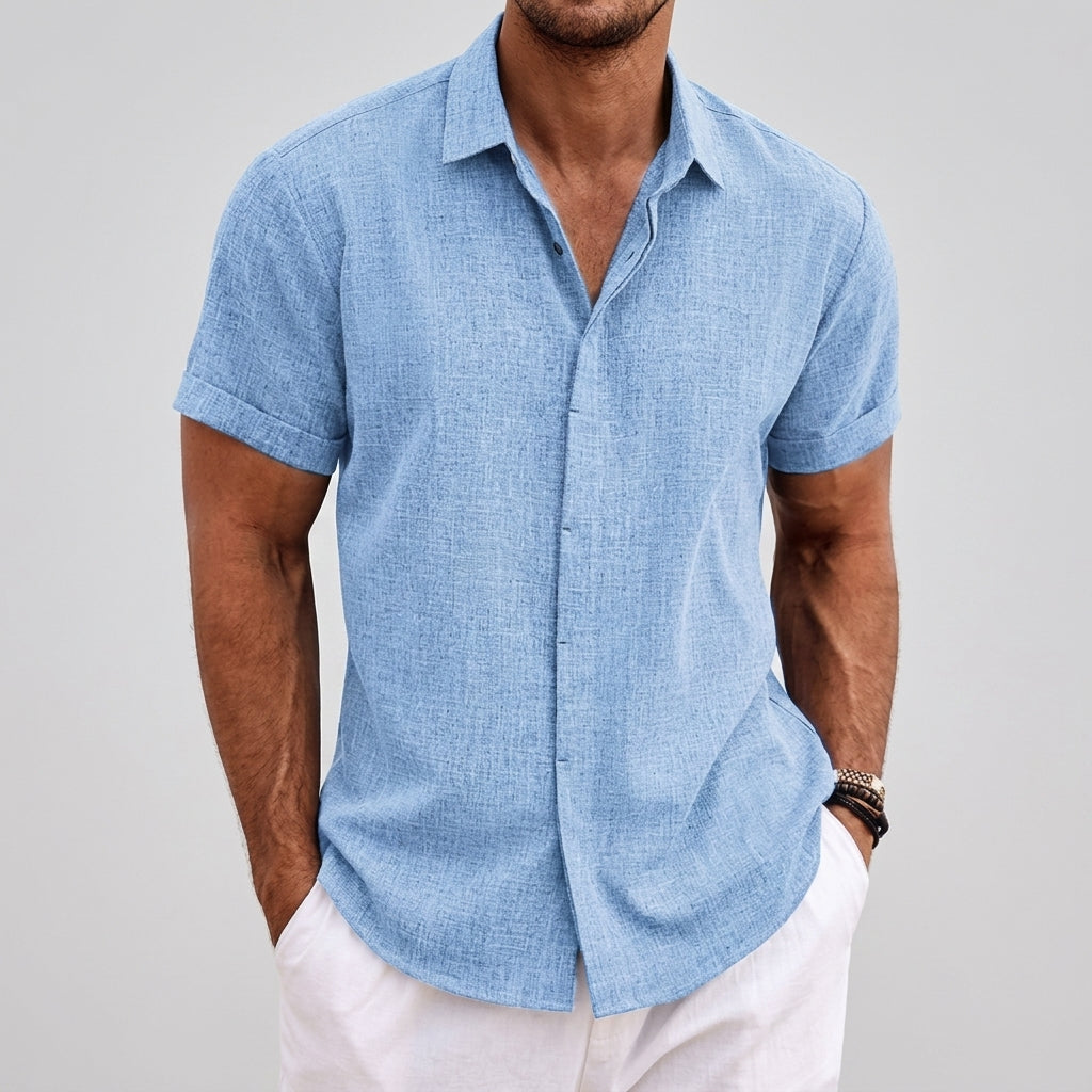 Theo | Linen Short Sleeve Button Up Shirt