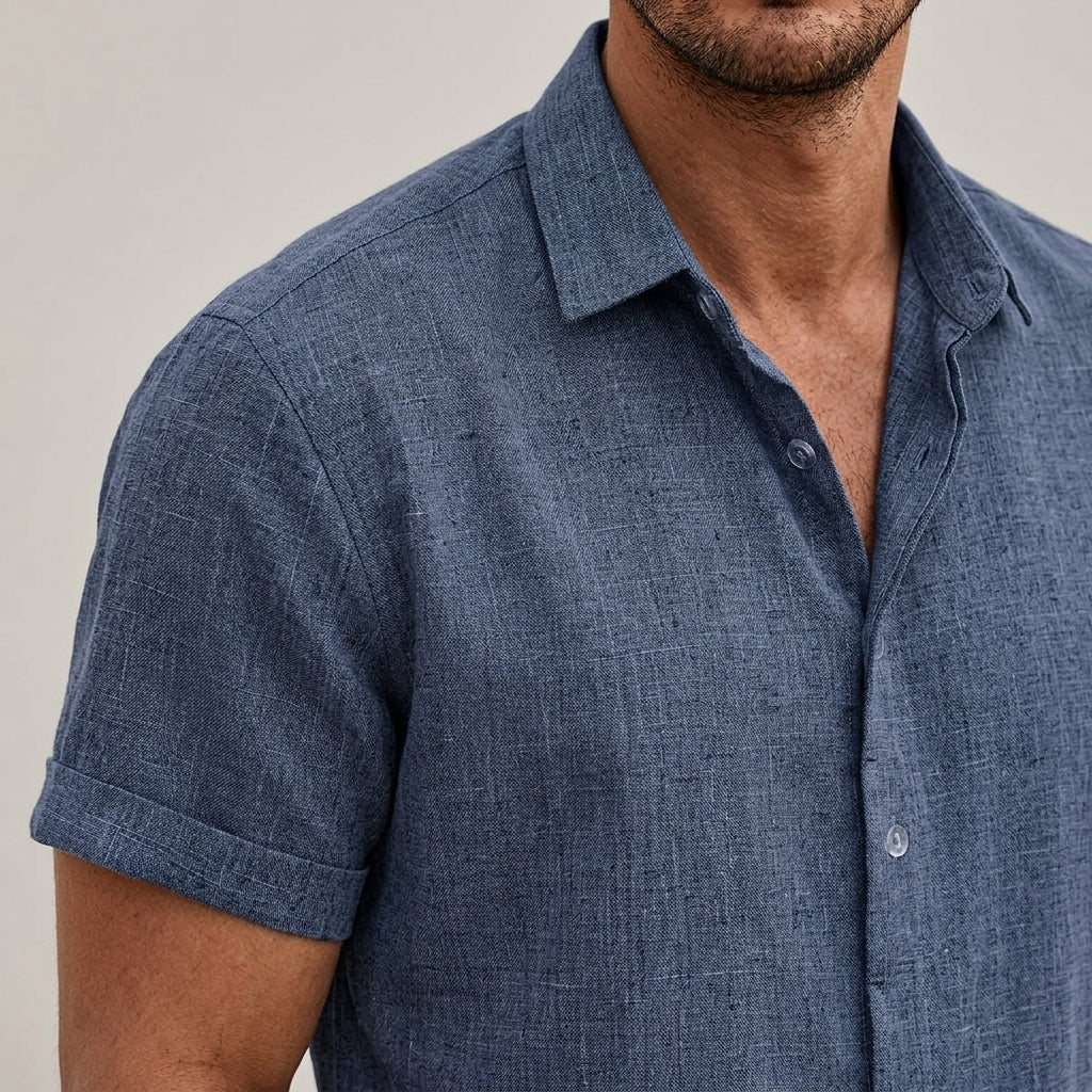 Theo | Linen Short Sleeve Button Up Shirt