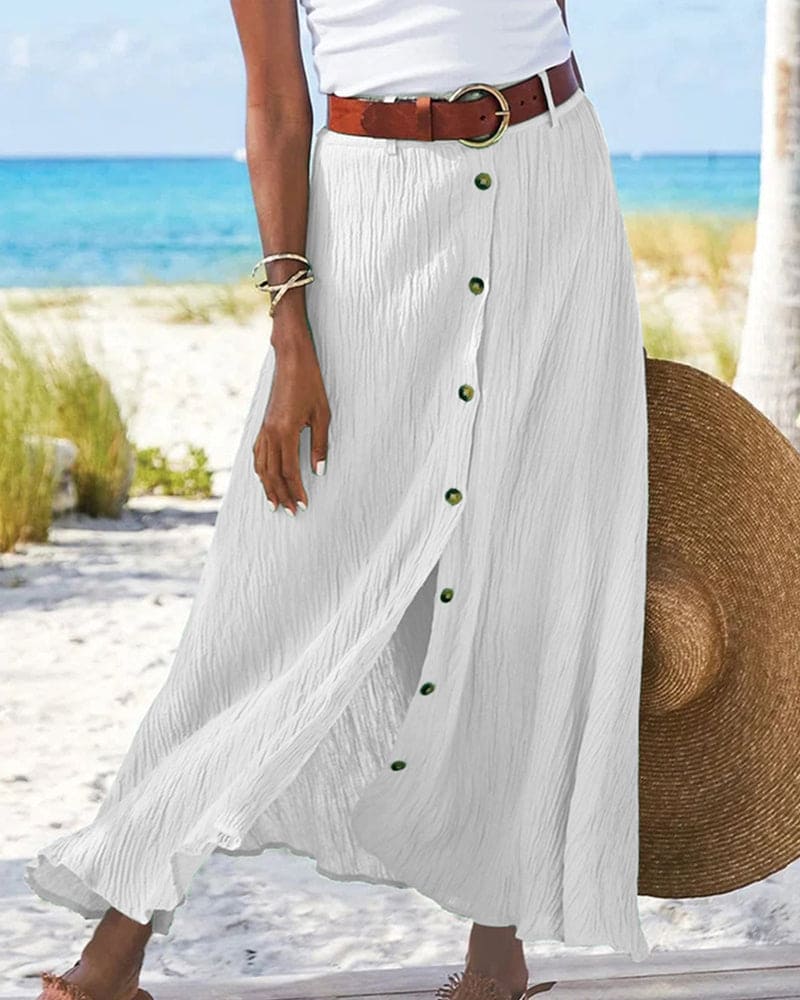 Brielle | Button-Down Crinkle Maxi Skirt