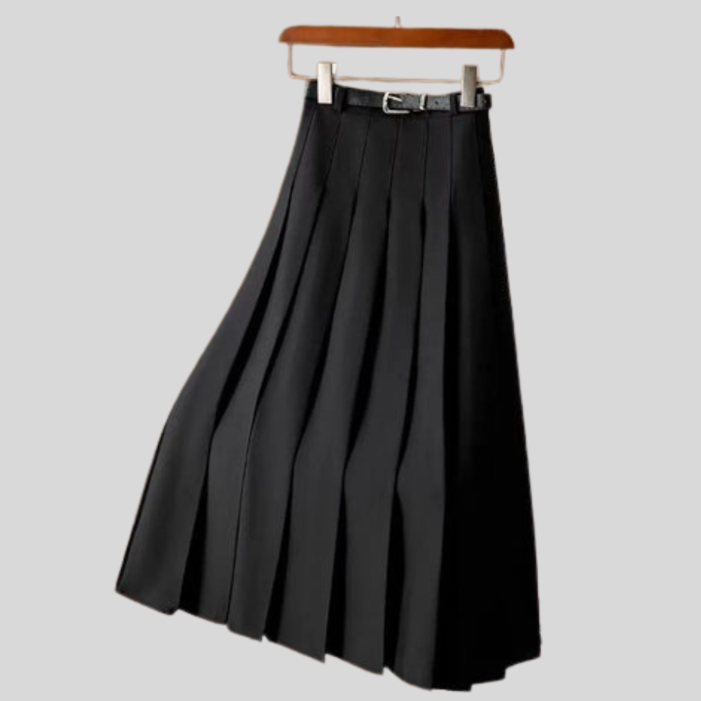 Lunaria | High-Waist Pleated Belted Midi Skirt