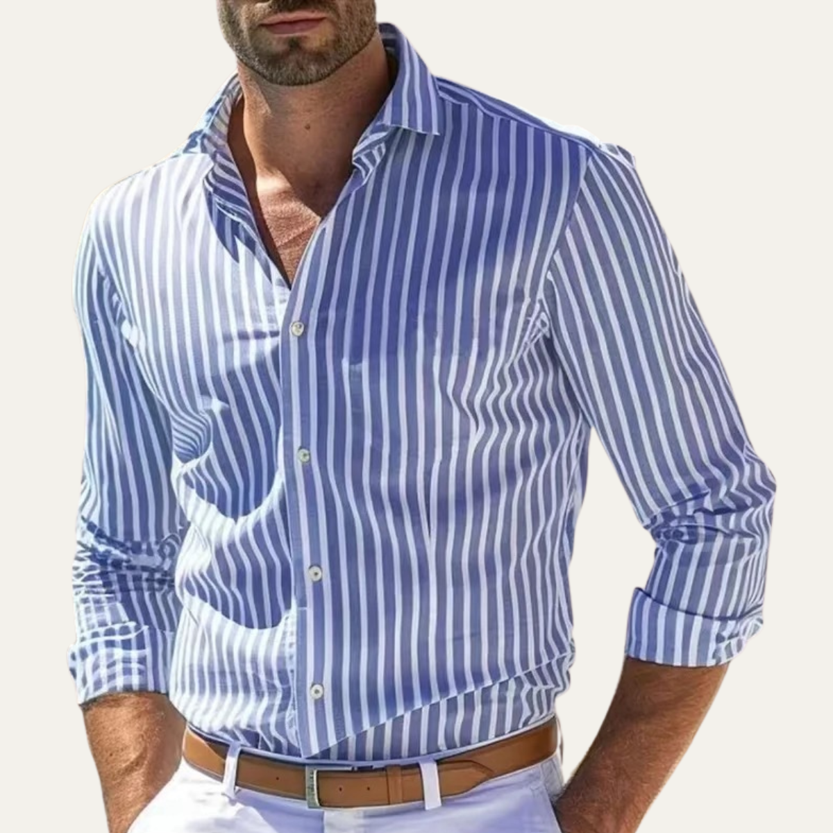 Asheville | Men's Striped Long Sleeve Button Up Shirt