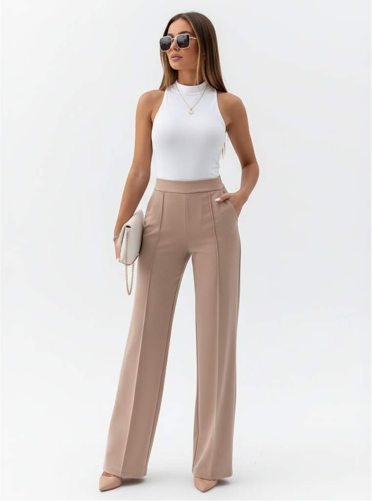 Elara | High-Waist Tailored Wide Leg Trousers