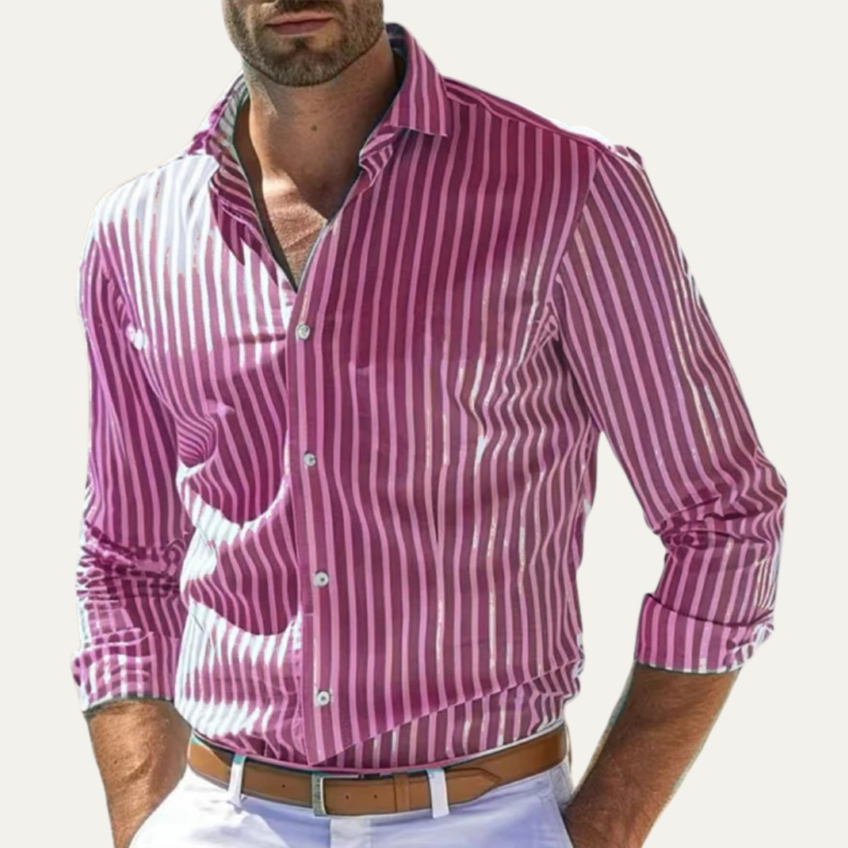 Asheville | Men's Striped Long Sleeve Button Up Shirt