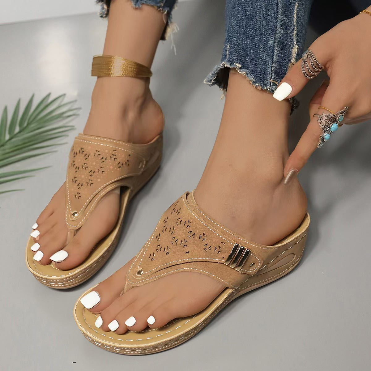 Marisol | Women's Comfort Wedge Flip Flop Sandals
