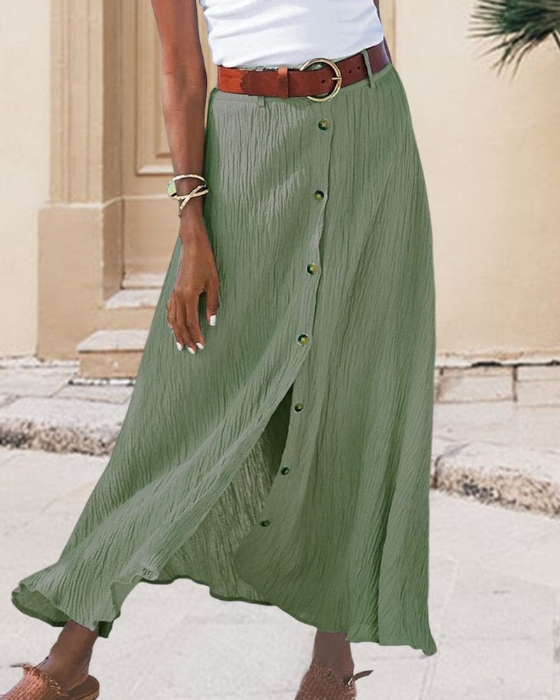 Brielle | Button-Down Crinkle Maxi Skirt