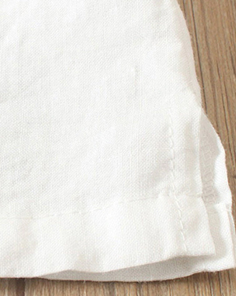 Beatrice | Women's Linen Button Detail Short Sleeve Blouse