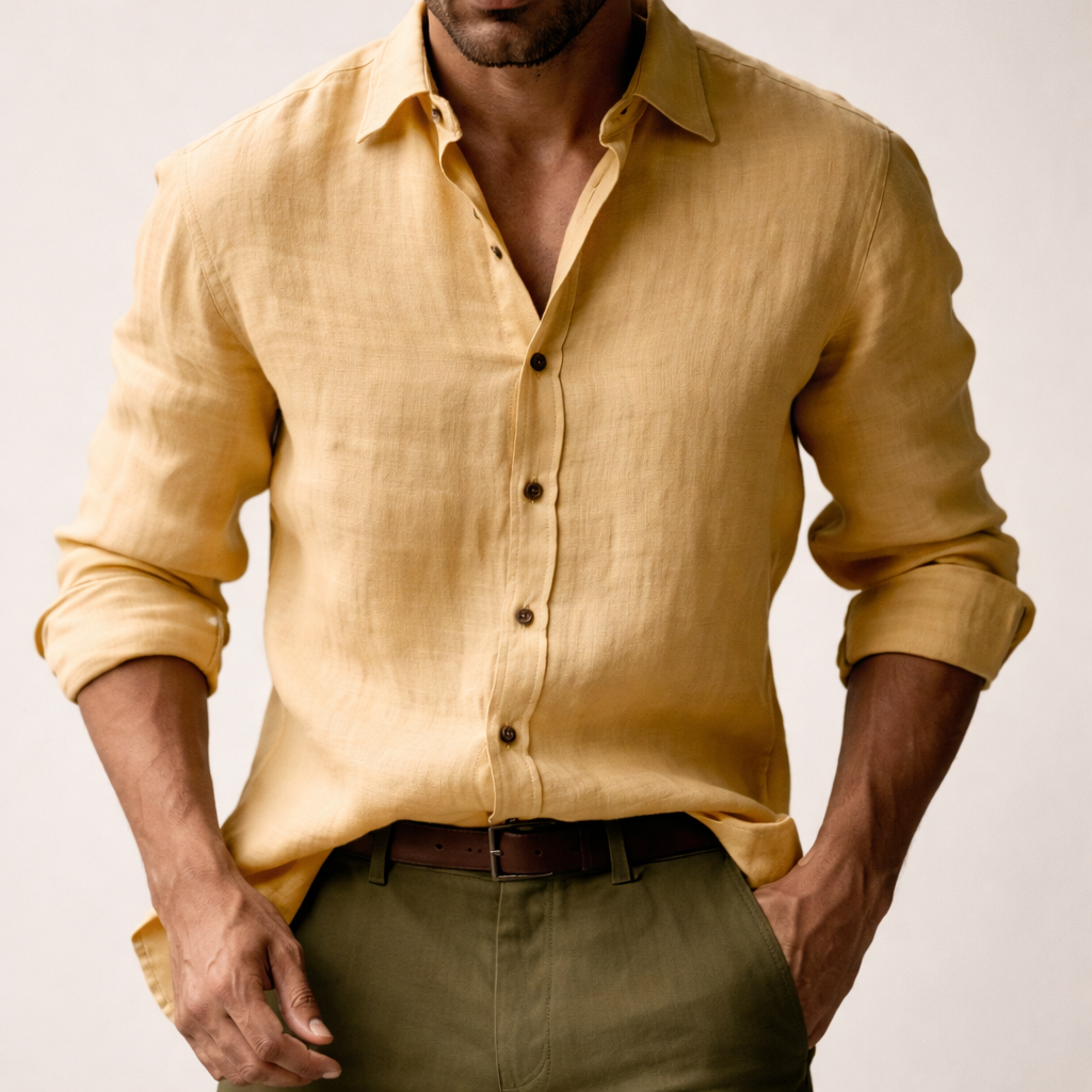 Tropez | Men's Linen Long Sleeve Button Up Shirt