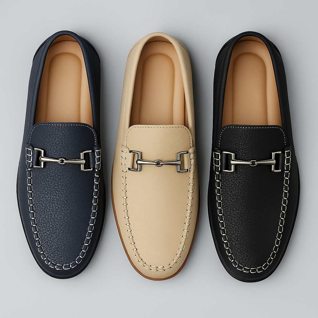 Marco | Men's Leather Metal Buckle Slip On Loafers