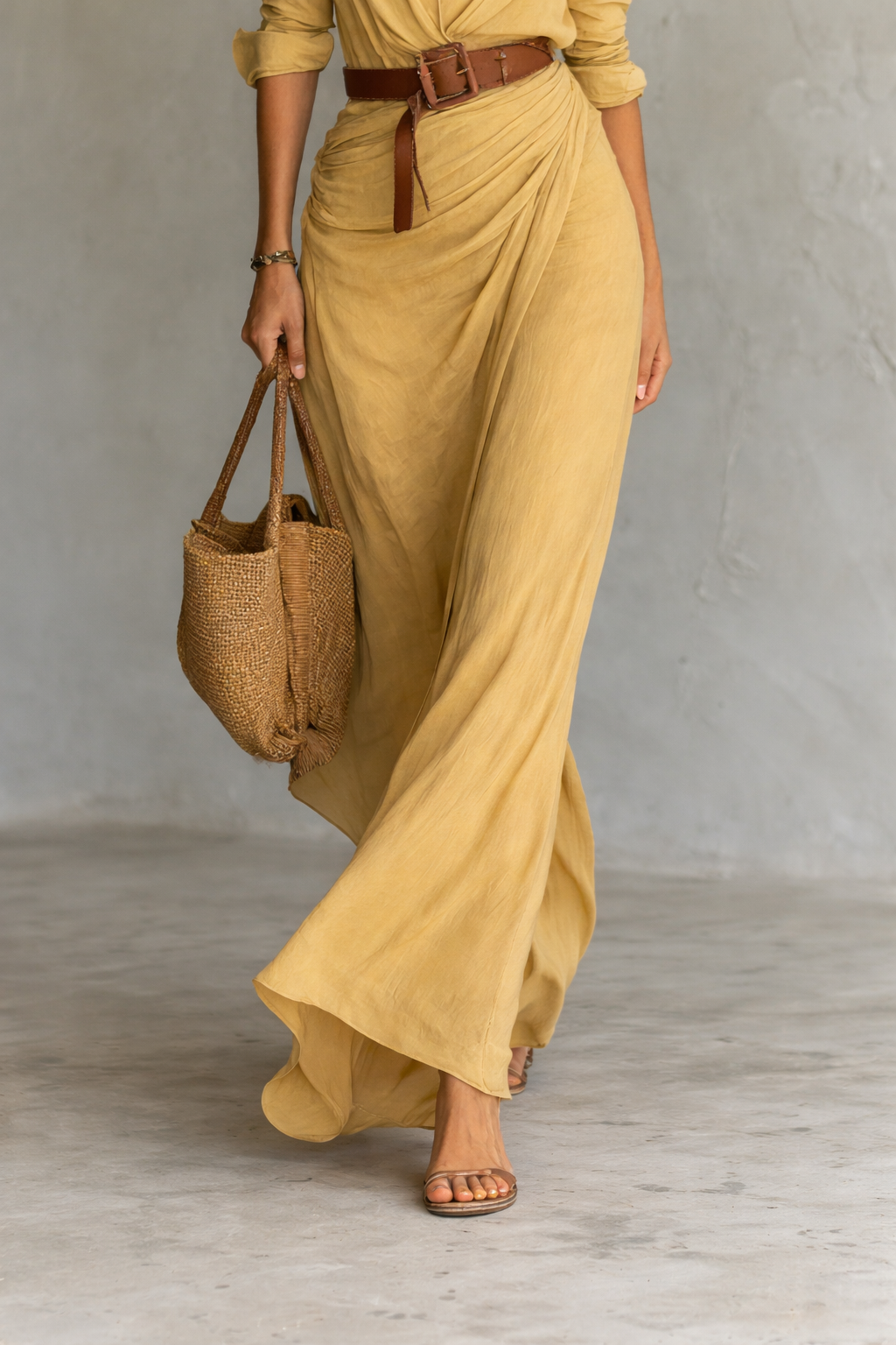 Alessia | Linen Belted Long Sleeve Maxi Shirt Dress
