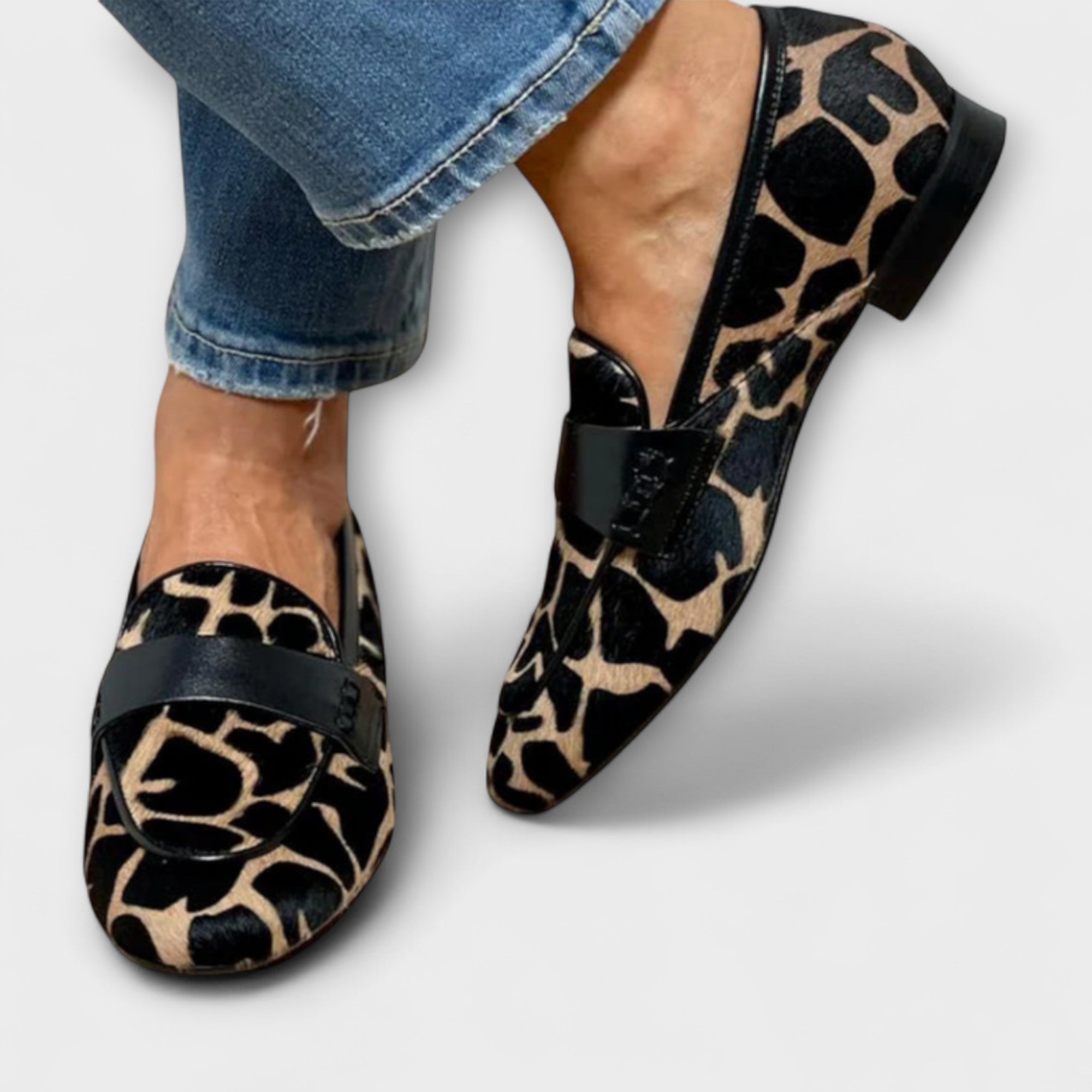 Zafira | Women's Animal Print Metal Bar Slip On Loafers