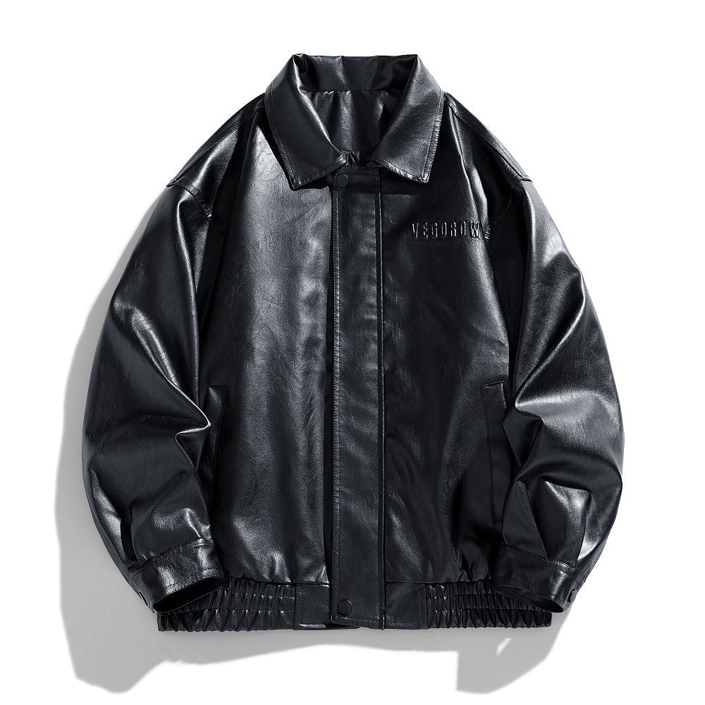 Mason | Men's Leather Zip Up Collared Bomber Jacket