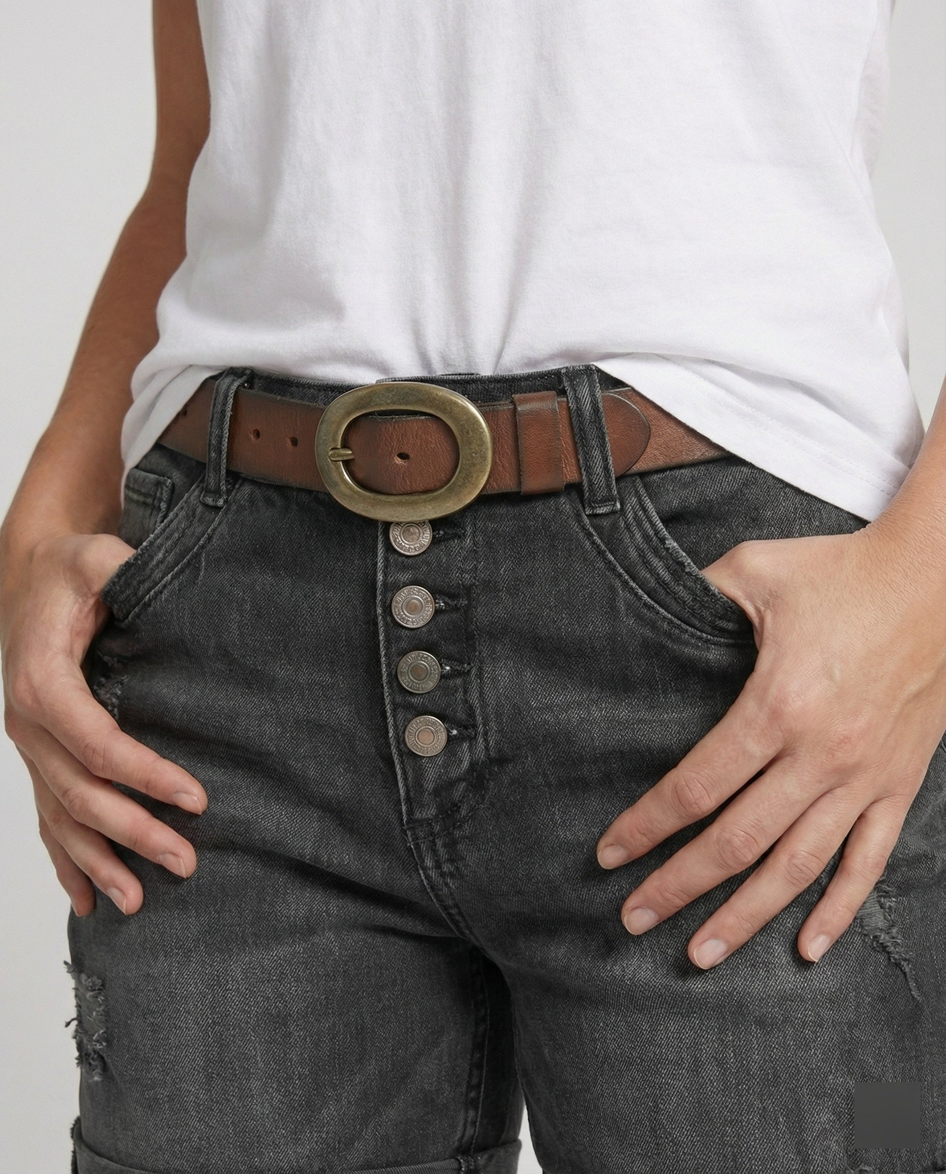 Isla | Women's High-Waist Distressed Button-Fly Cuffed Denim Shorts