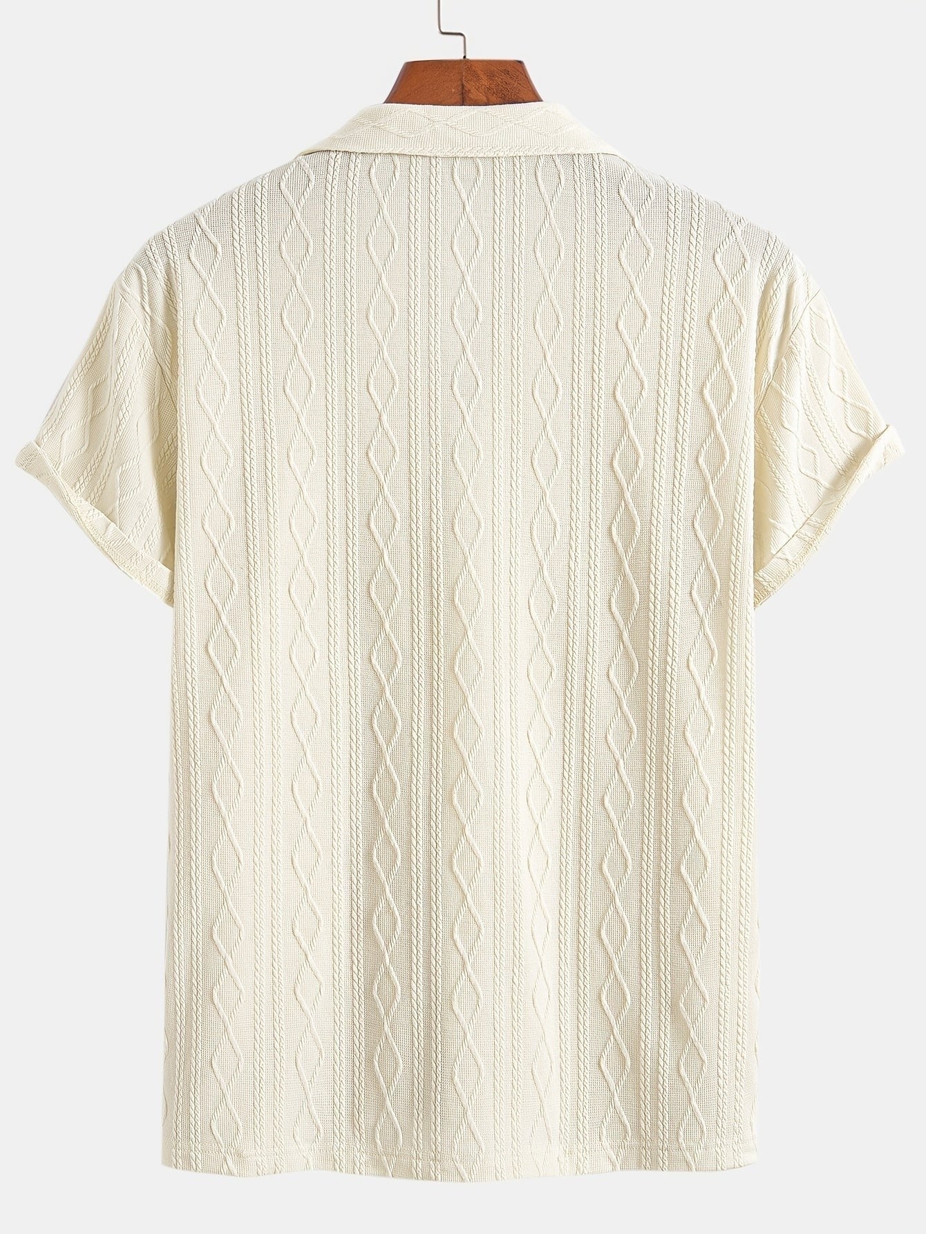 Marlon | Men's Cable Knit Short Sleeve Button Up Shirt
