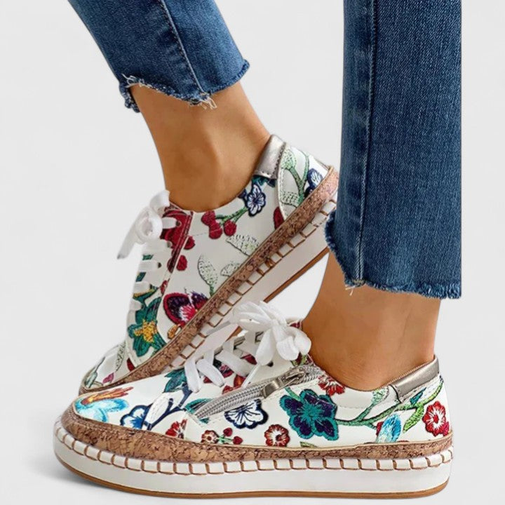 Virelle | Women's Floral Print Platform Lace Up Sneakers