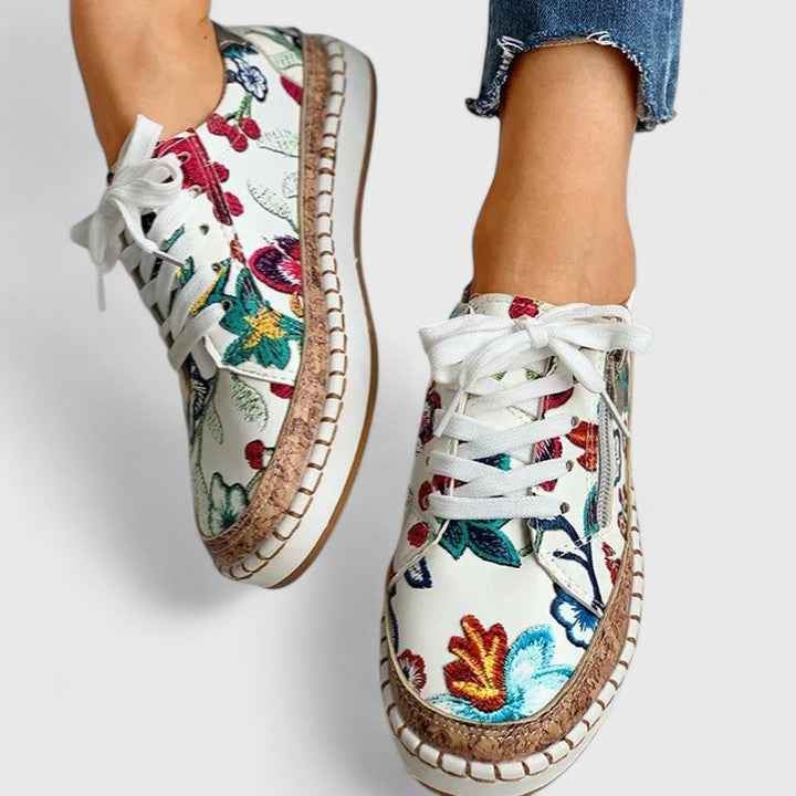 Virelle | Women's Floral Print Platform Lace Up Sneakers