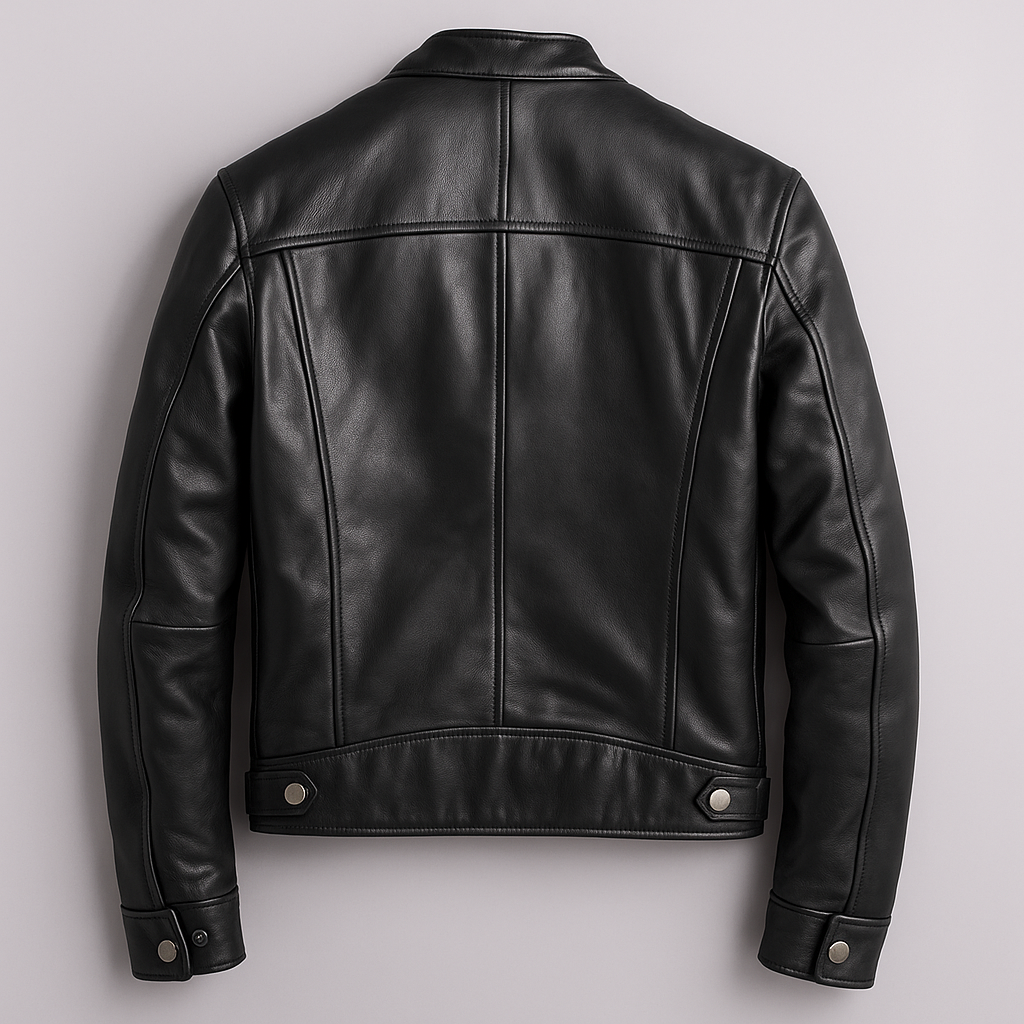 Phillipp | Men's Leather Stand Collar Zip Up Biker Jacket