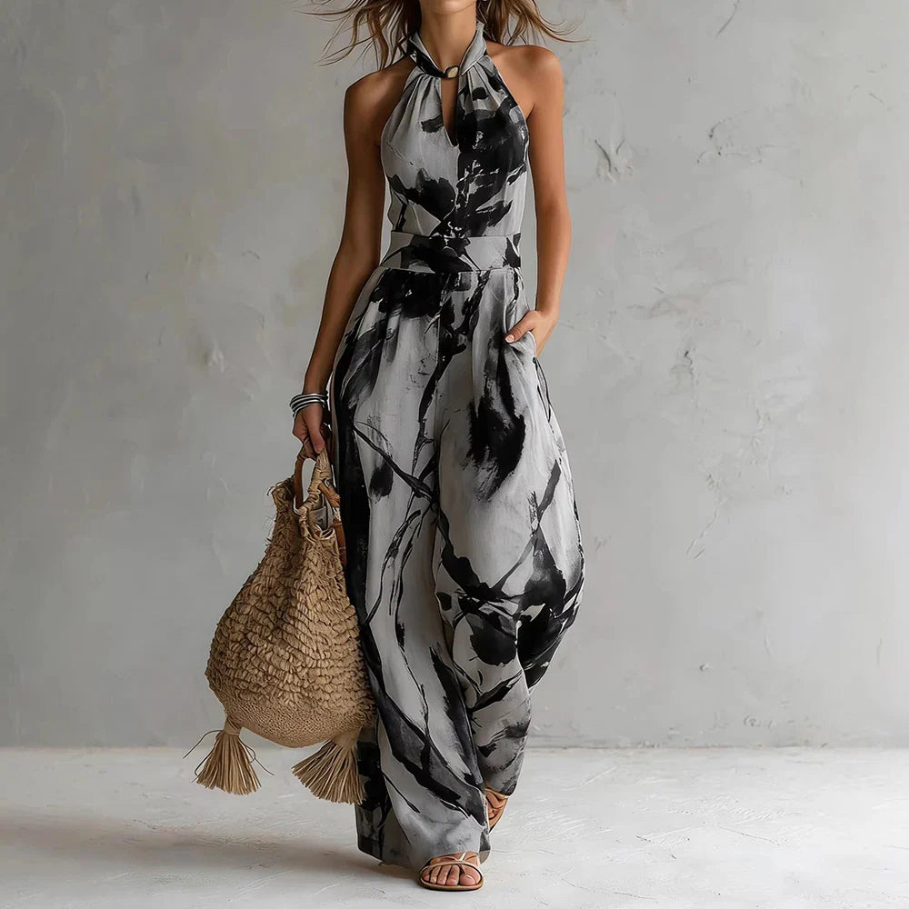 Aria | Floral Halter Maxi Dress Beach Vacation Dress