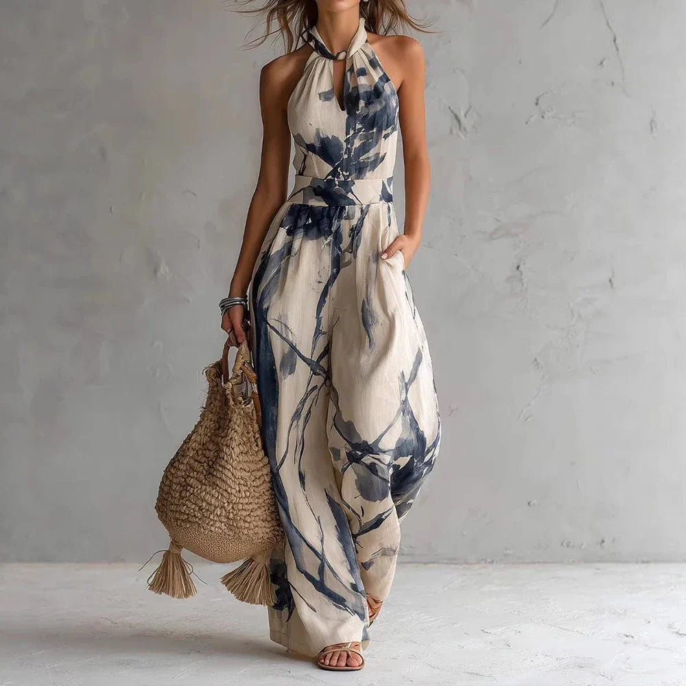 Aria | Floral Halter Maxi Dress Beach Vacation Dress