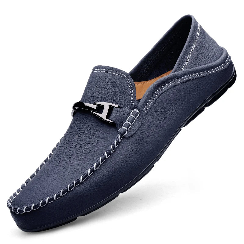 Marco | Men's Leather Metal Buckle Slip On Loafers