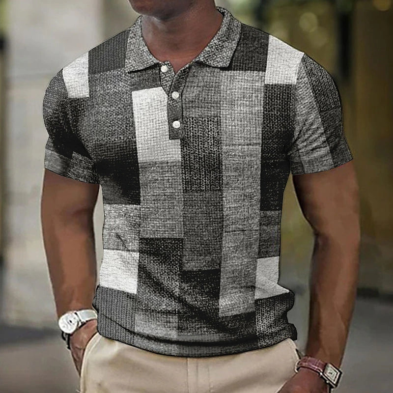 Elias | Men's Color Block Patchwork Short Sleeve Polo Shirt