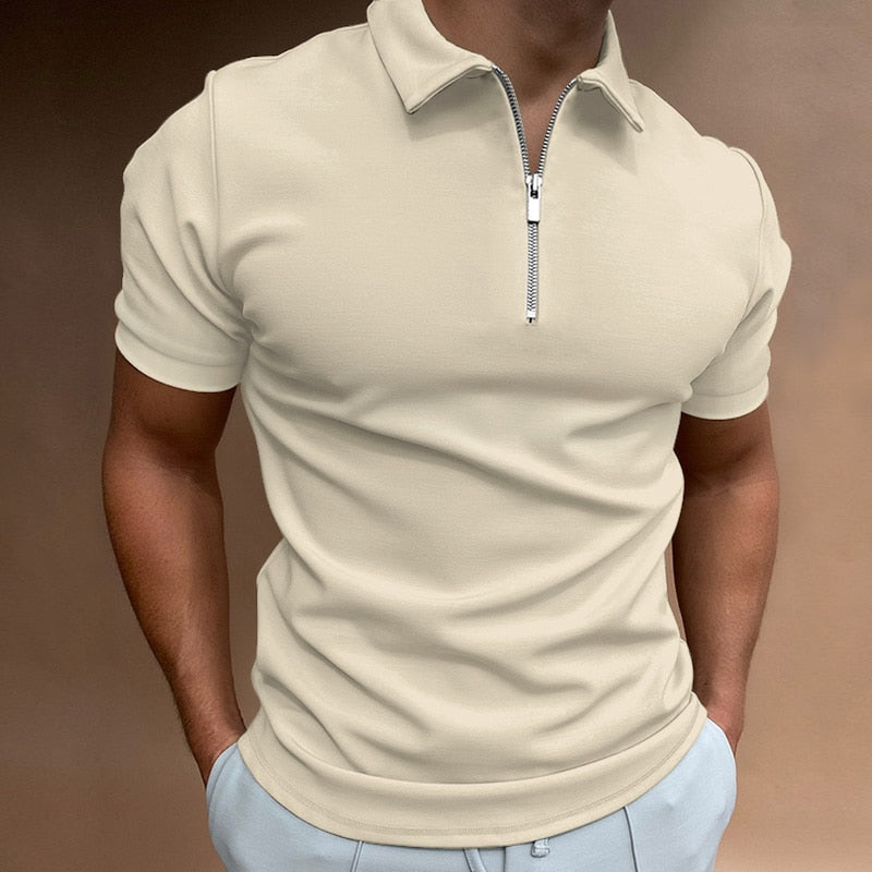 Marcus | Men's Short Sleeve Quarter Zip Polo Shirt