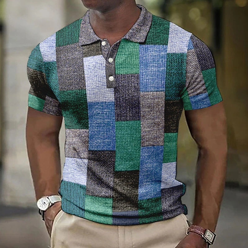 Elias | Men's Color Block Patchwork Short Sleeve Polo Shirt