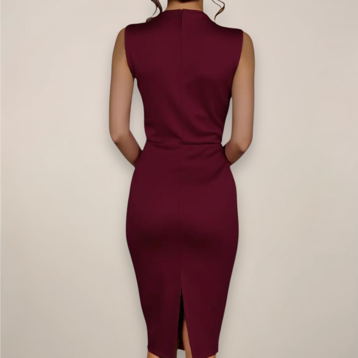 Valerie | Elegant Bodycon Sleeveless Bow Neck Ruched Midi Dress