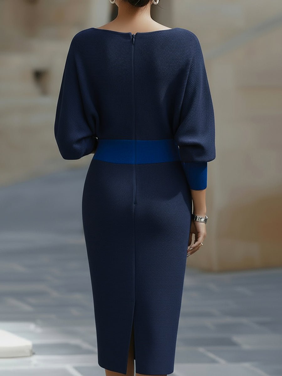 Camille | Batwing Sleeve Midi Dress with Cowl Neck