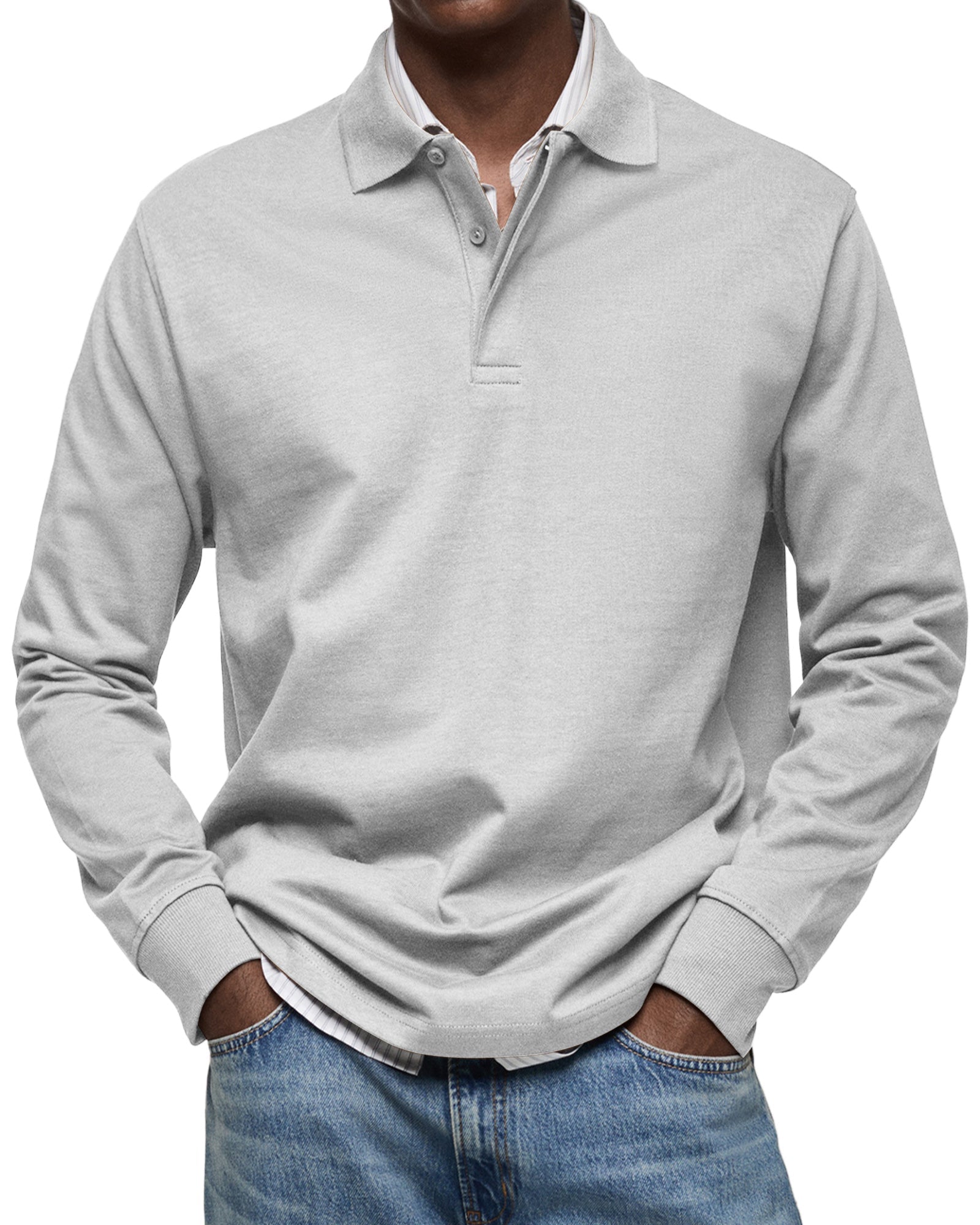 Diego | Men's Knit Long Sleeve Polo Shirt with Rib Cuffs