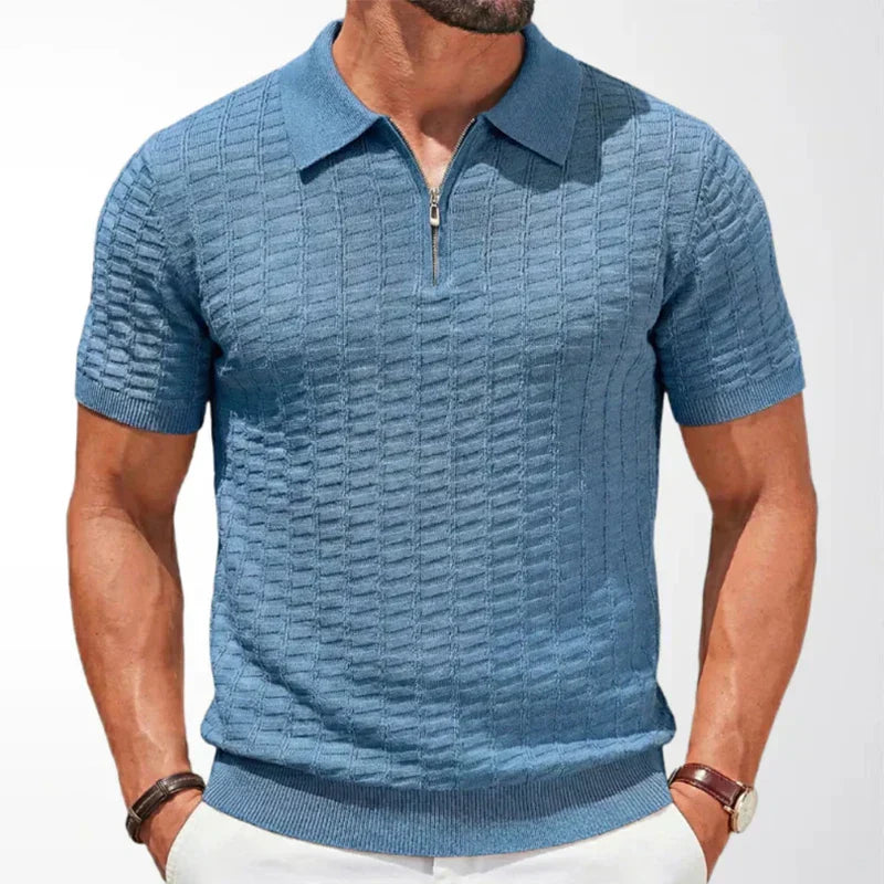 Hugo | Men's Short Sleeve Textured Zip Knit Polo