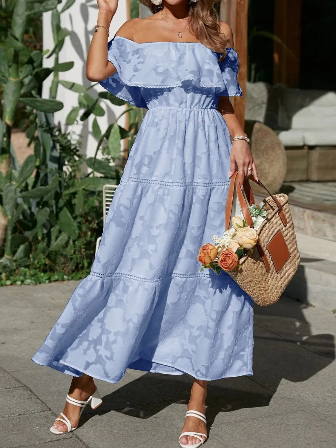 Evelina | Off-Shoulder Maxi Wedding Guest Dress