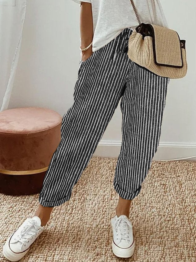Elowyn | Relaxed Fit Linen Drawstring Trousers