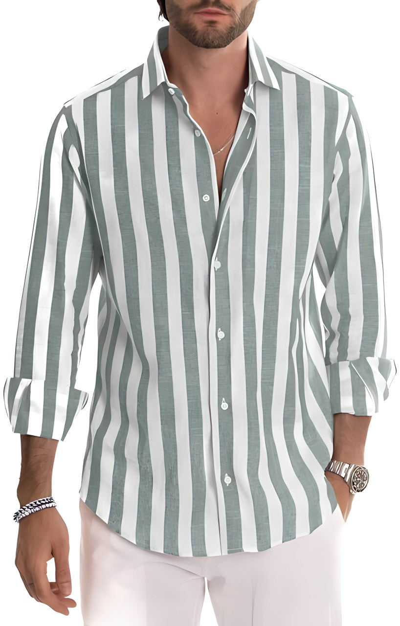 Wyatt | Men's Striped Long Sleeve Button Up Shirt