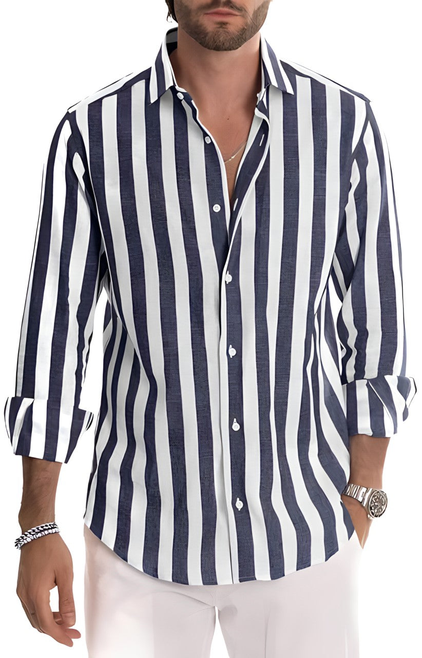 Wyatt | Men's Striped Long Sleeve Button Up Shirt
