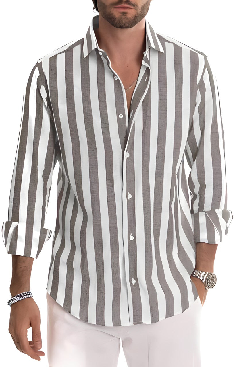 Wyatt | Men's Striped Long Sleeve Button Up Shirt