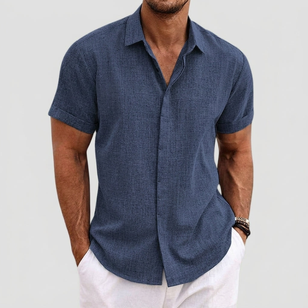 Theo | Linen Short Sleeve Button Up Shirt