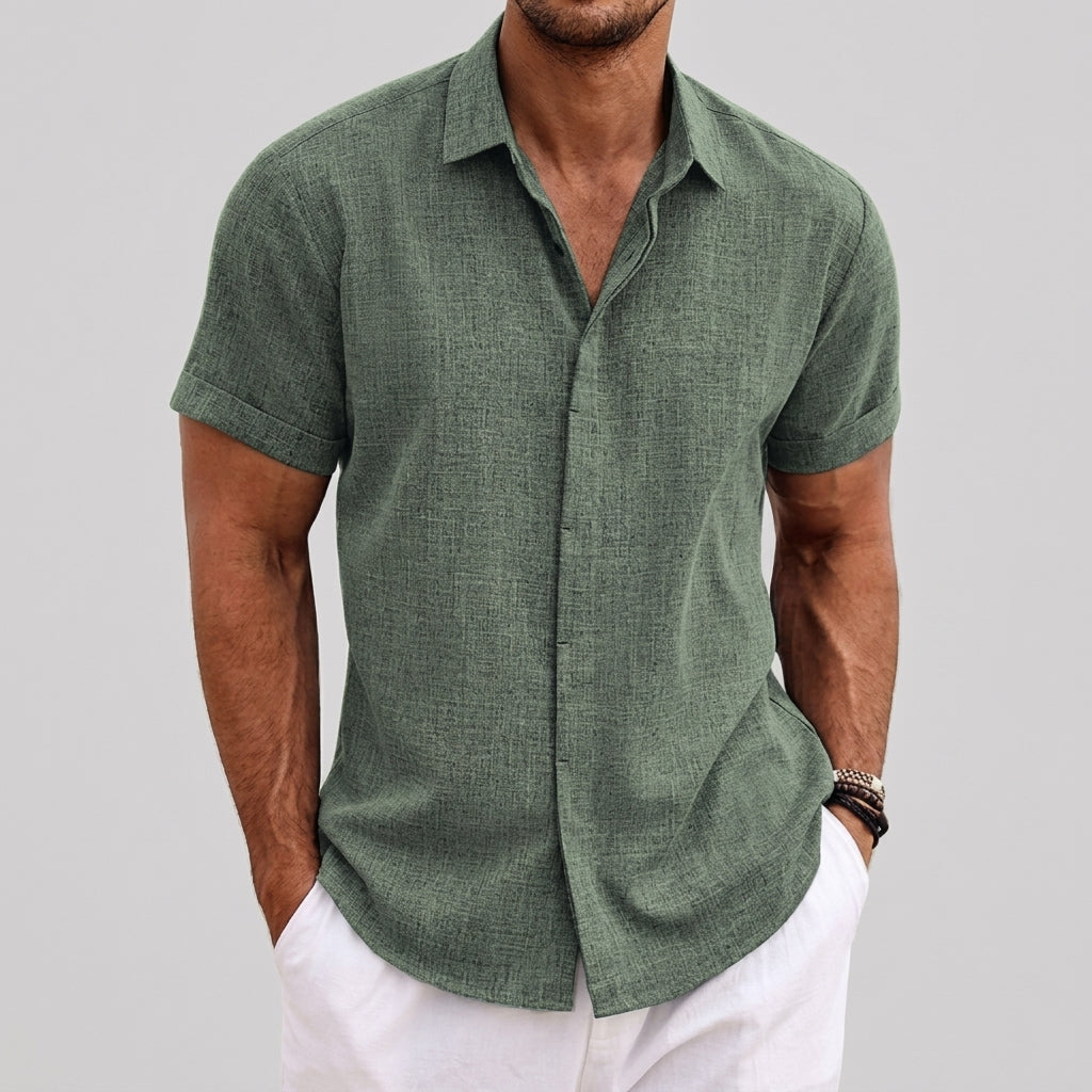 Theo | Linen Short Sleeve Button Up Shirt