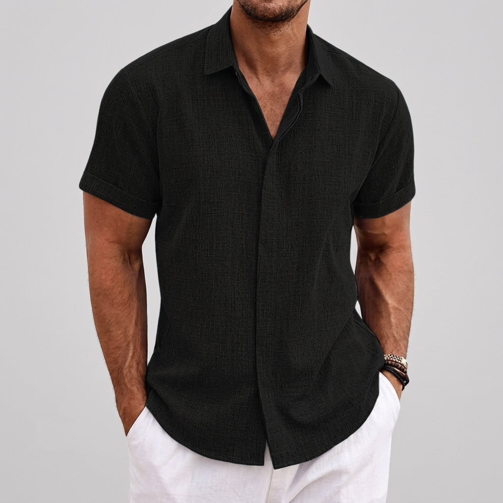 Theo | Linen Short Sleeve Button Up Shirt