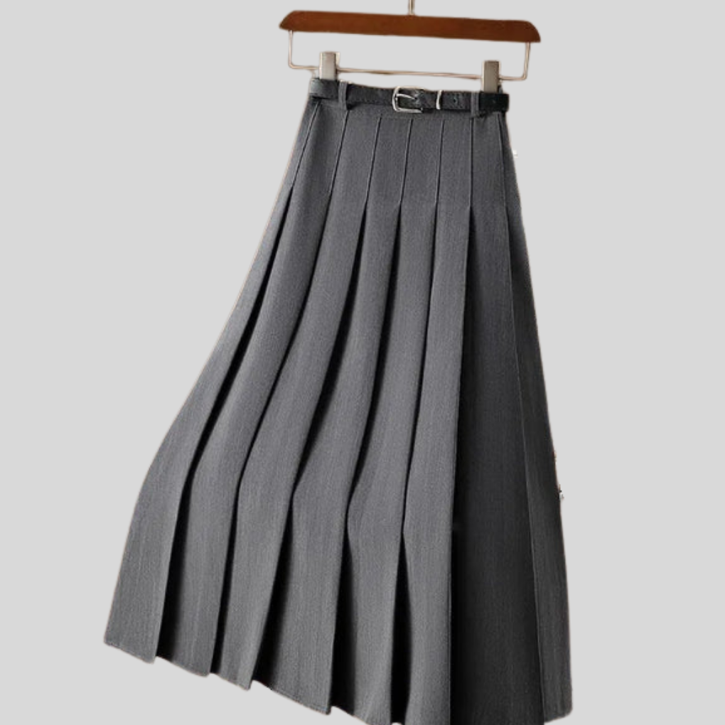 Lunaria | High-Waist Pleated Belted Midi Skirt