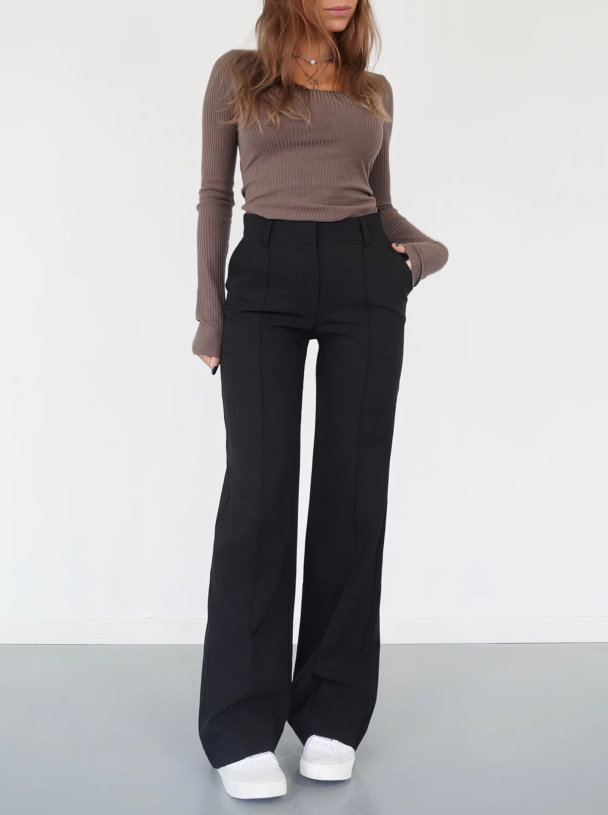 Elara | High-Waist Tailored Wide Leg Trousers