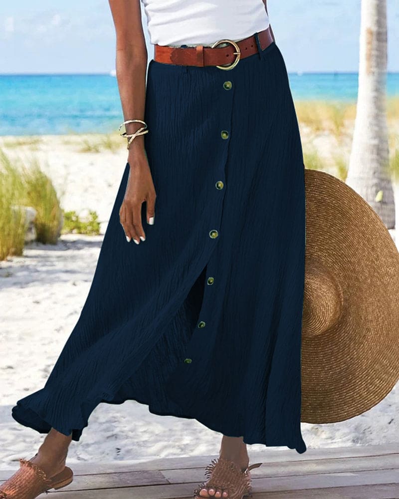 Brielle | Button-Down Crinkle Maxi Skirt