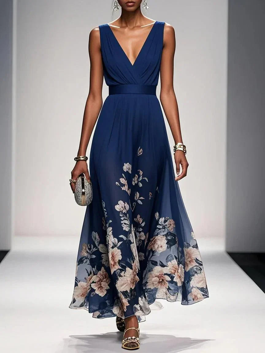 Fiona | Floral Chiffon Maxi Dress Wedding Guest