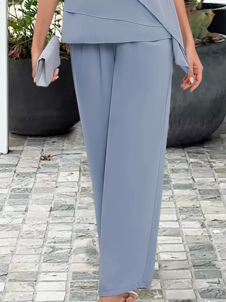 Celeste | Chiffon Tiered Top Wide Leg Pants Two Piece Set