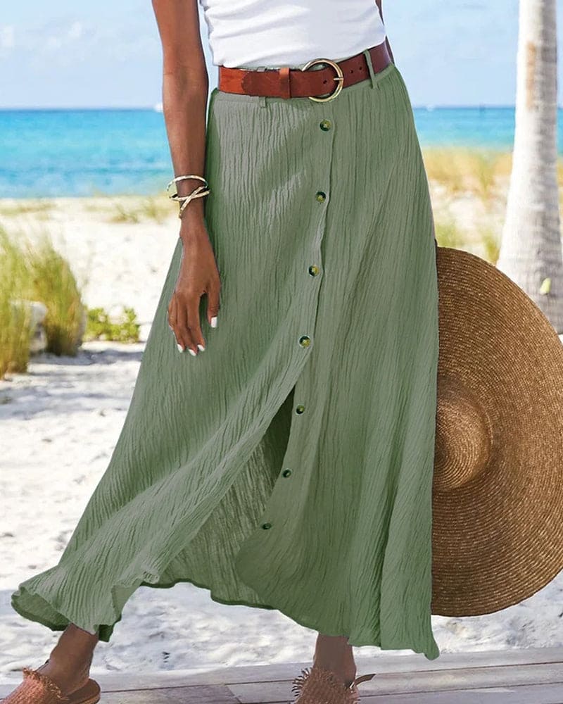 Brielle | Button-Down Crinkle Maxi Skirt
